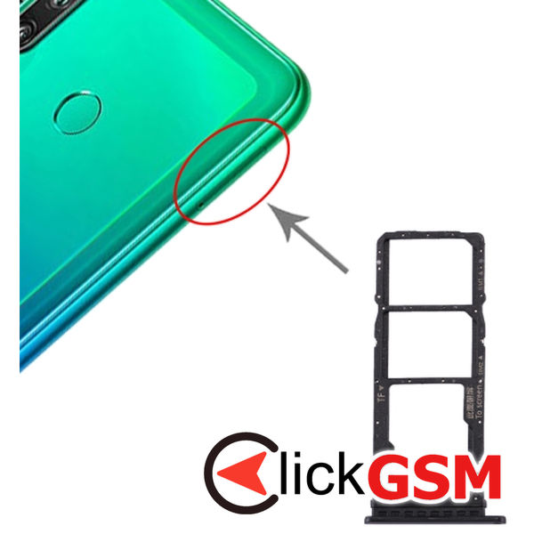 Piesa Piesa Suport Sim Cu Suport Card Black Huawei P40 Lite E 2dwk