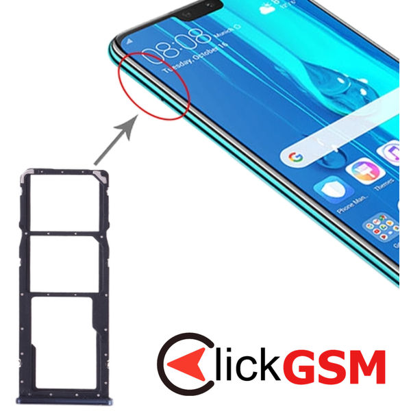 Piesa Suport Sim Cu Suport Card Black Huawei Y9 2019 2dw4