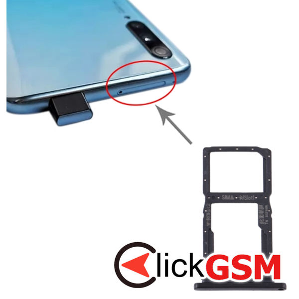 Piesa Piesa Suport Sim Cu Suport Card Black Huawei Y9s 24oo