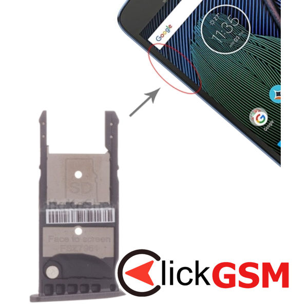 Piesa Piesa Suport Sim Cu Suport Card Black Motorola Moto G5 Plus 22vq