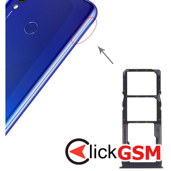 Piesa Suport Sim Cu Suport Card Black Xiaomi Redmi 7 1z3l