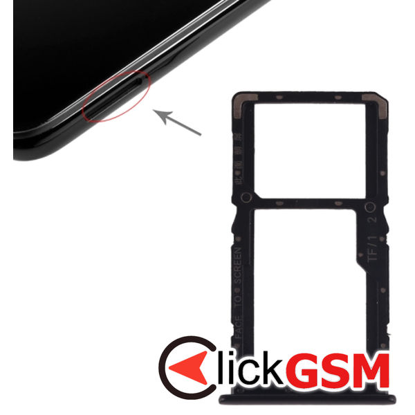 Piesa Suport Sim Cu Suport Card Black Xiaomi Redmi Note 7 Pro 1z1r