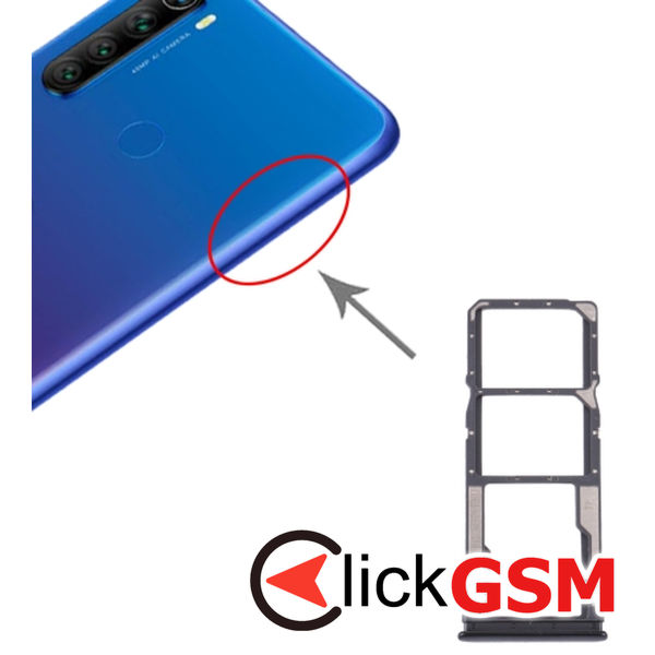 Piesa Suport Sim Cu Suport Card Black Xiaomi Redmi Note 8t 1z2u