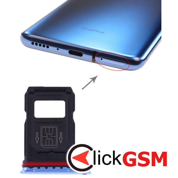 Piesa Piesa Suport Sim Cu Suport Card Blue Oneplus 7 Pro 221x