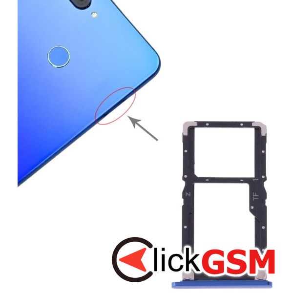 Piesa Suport Sim Cu Suport Card Blue Xiaomi Mi 8 Lite 1z3m