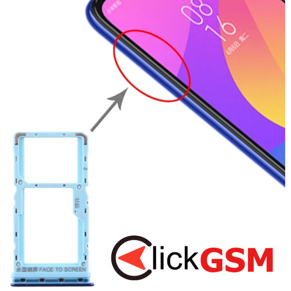 Piesa Suport Sim Cu Suport Card Blue Xiaomi Mi Cc9e 1z2f