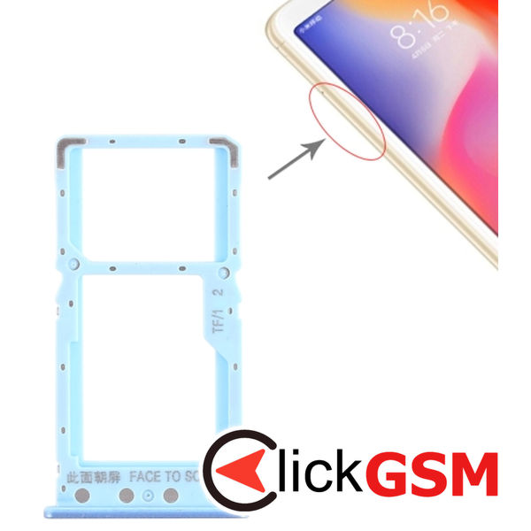 Piesa Suport Sim Cu Suport Card Blue Xiaomi Redmi 6 1z25