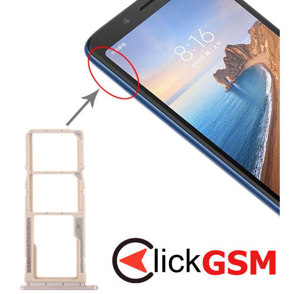 Piesa Suport Sim Cu Suport Card Gold Xiaomi Redmi 7a 1z36