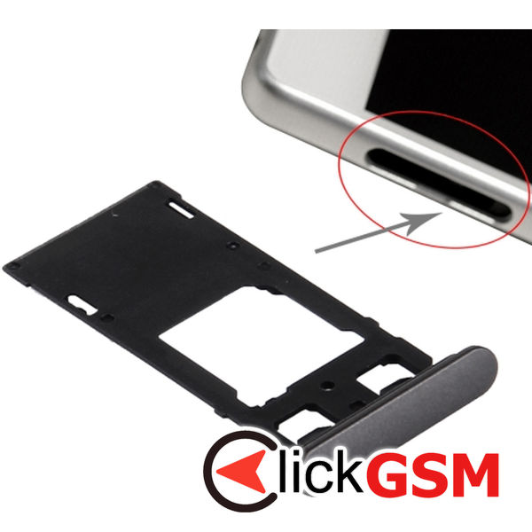 Piesa Suport Sim Cu Suport Card Graphite Black Sony Xperia X 20os