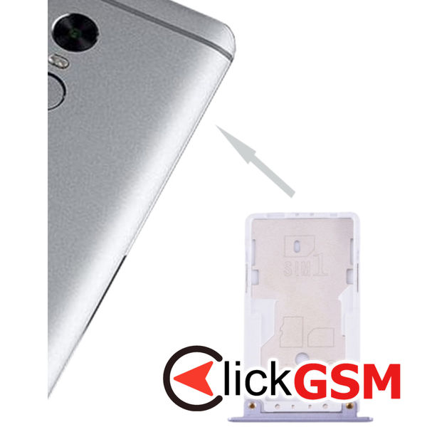 Piesa Suport Sim Cu Suport Card Grey Xiaomi Redmi Note 4x 1z4i