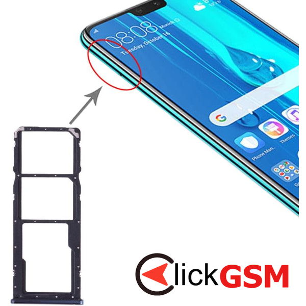 Piesa Suport Sim Cu Suport Card Negru Huawei Y9 2019 2dw4