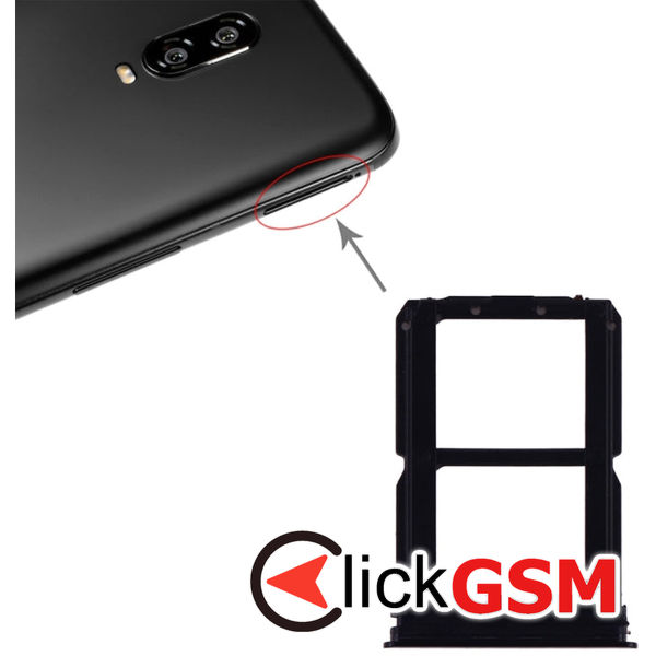 Piesa Suport Sim Cu Suport Card Negru Oneplus 6t 21pw