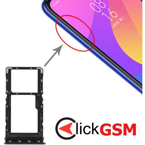 Piesa Suport Sim Cu Suport Card Negru Xiaomi Mi Cc9e 1z21