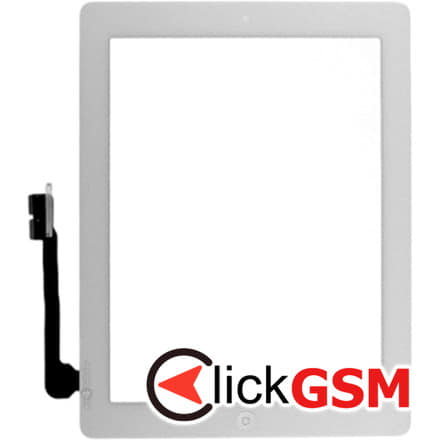 Touchscreen Digitizer Apple iPad 3 A1430 A1416 cu buton home si adeziv Alb Geam Sticla Tableta