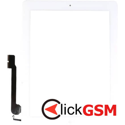 Touchscreen Digitizer Apple iPad 4 A1460 cu buton home si adeziv Alb Geam Sticla Tableta