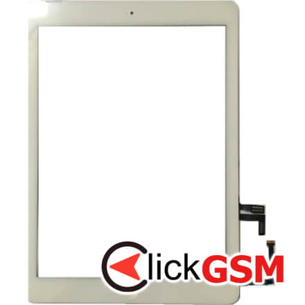 Touchscreen Digitizer Apple iPad 5 A1823 cu buton home si adeziv Alb Geam Sticla Tableta