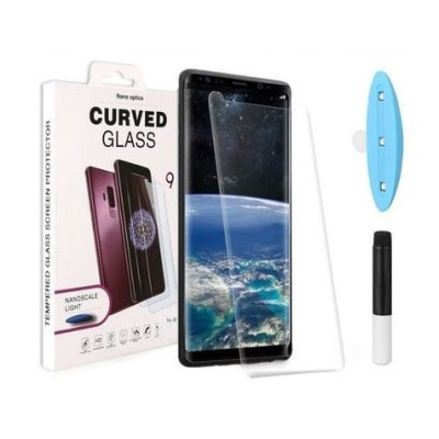 Folie Sticla Securizata curbata cu adeziv prin aplicare UV light Samsung Galaxy S22 ultra Transparent