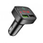 Modulator FM Bluetooth Hoco E59  + Incarcator Auto 2xUSB A - 1xUSB QC 3.0, Negru