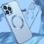 Husa Luxury MagSafe compatibila cu iPhone 14, Full protection, Margini colorate, Sierra Blue