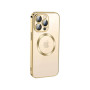 Husa Luxury MagSafe compatibila cu iPhone 14, Full protection, Margini colorate, Auriu