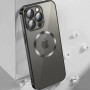 Husa Luxury MagSafe compatibila cu iPhone 14, Full protection, Margini colorate, Negru