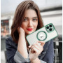 Husa Luxury MagSafe compatibila cu iPhone 14, Full protection, Margini colorate, Verde