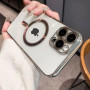 Husa Luxury MagSafe compatibila cu iPhone 14 Pro Max, Full protection, Margini colorate, Argintiu