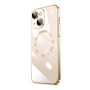 Husa Luxury MagSafe compatibila cu iPhone 14 Pro Max, Full protection, Margini colorate, Auriu