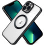 Husa Luxury MagSafe compatibila cu iPhone 14 Pro Max, Full protection, Margini colorate, Negru
