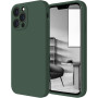 Husa din silicon compatibila cu iPhone 14 Pro, silk touch, interior din catifea cu decupaje la camere, Verde inchis