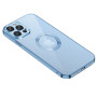 Husa Luxury MagSafe compatibila cu iPhone 12, Full protection, Margini colorate, Sierra Blue