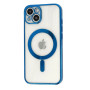 Husa Luxury MagSafe compatibila cu iPhone 11, Full protection, Margini colorate, Albastru inchis