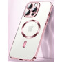 Husa Luxury MagSafe compatibila cu iPhone 13 Pro, Full protection, Margini colorate, Rose Gold