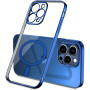 Husa Luxury MagSafe compatibila cu iPhone 14 Pro Max, Full protection, Margini colorate, Albastru inchis