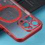 Husa Luxury MagSafe compatibila cu iPhone 14 Pro Max, Full protection, Margini colorate, Rosu