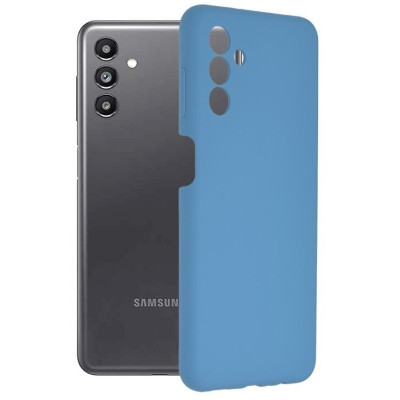 Husa din silicon compatibila cu Samsung Galaxy A04S, silk touch, interior din catifea, Albastru deschis