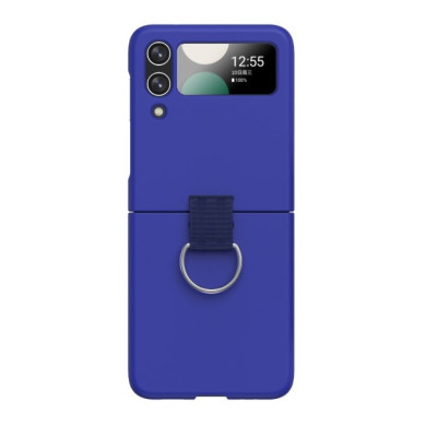 Husa pentru Samsung Galaxy Z Flip 4 din policarbonat cu inel de prindere si protectie pentru camere, Albastru