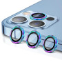 Sticla de protectie camere cu cadru din aluminiu pentru iPhone 14, Rainbow
