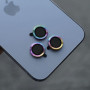 Sticla de protectie camere cu cadru din aluminiu pentru iPhone 14 Pro Max, Rainbow