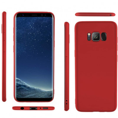 Husa Samsung Galaxy S8, ultra slim, silicon Rosu, cu interior de catifea