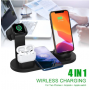 Statie De Incarcare wireless 4 In 1 QI 5W / 7.5W / 10W Compatibil  Android, Samsung, Iphone, Apple Watch, Airpods Negru