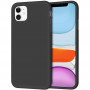 Husa compatibila cu iPhone 11, ultra slim silicon, silk touch interior din catifea, Negru