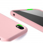 Husa compatibila cu iPhone XR, ultra slim silicon, silk touch, interior din catifea, Roz