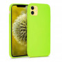 Husa pentru iPhone 11, ultra slim, silk touch Verde Neon, interior din catifea, protectie camera, protectie ecran