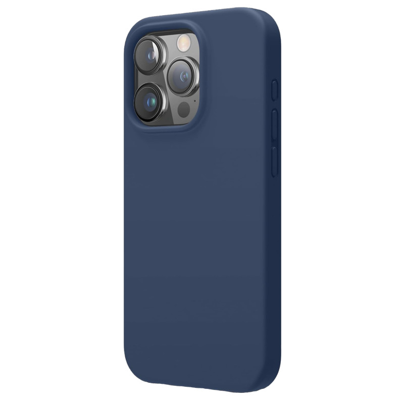 Husa de protectie din Silicon cu Microfibra la interior compatibila iPhone 15 Plus, Albastru inchis