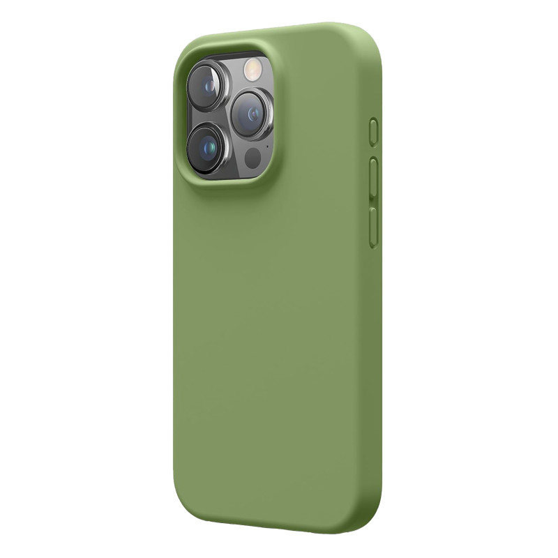Husa de protectie din Silicon cu Microfibra la interior compatibila iPhone 15 Pro, Verde Olive