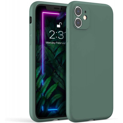 Husa protectie pentru iPhone 11, ultra slim, silicon Verde, interior din microfibra