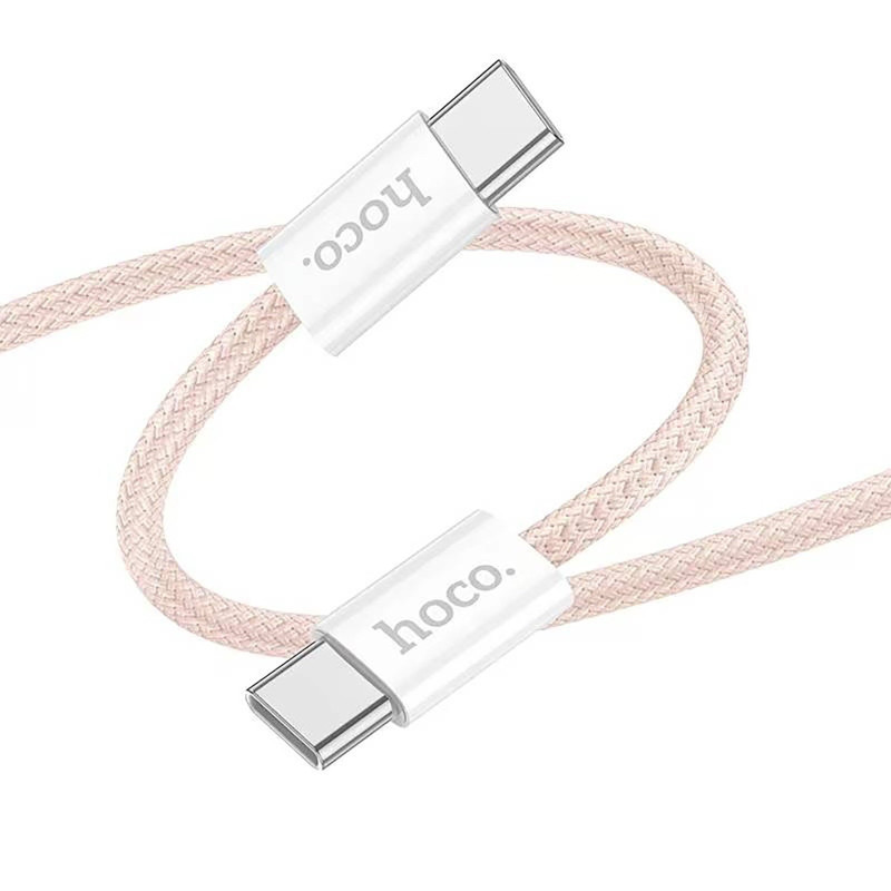 Hoco (X104) Cablu Date si Incarcare, USB-C, PD60W, QC3.0, Brodat, 1m, Roz