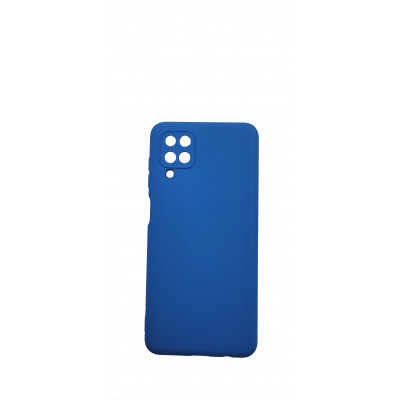 Husa din silicon compatibila cu Samsung Galaxy A12 cu protectie la camera Albastru ,silk touch, interior din catifea