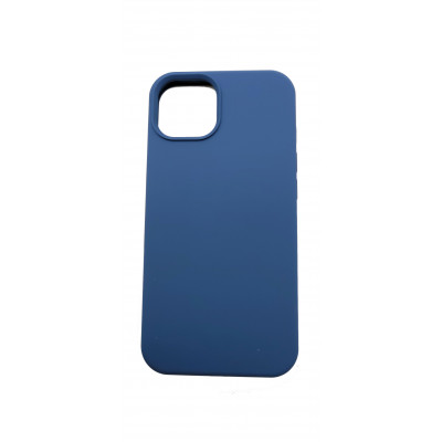 Husa din silicon compatibila cu iPhone 13 cu protectie la camera Albastru inchis silk touch, interior din ctifea
